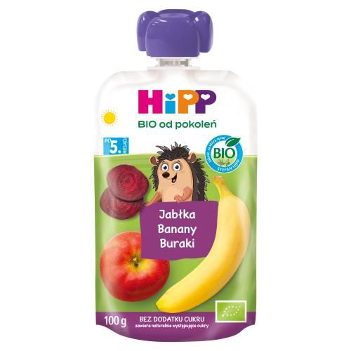 Miniaturka artykułu - HiPP BIO Mus owocowo-warzywny jabłka banany buraki po 5. miesiącu, 100 g