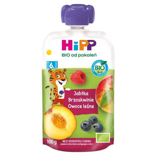 Miniaturka artykułu - HiPP BIO Mus owocowy jabłka brzoskwinie owoce leśne po 6. miesiącu, 100 g