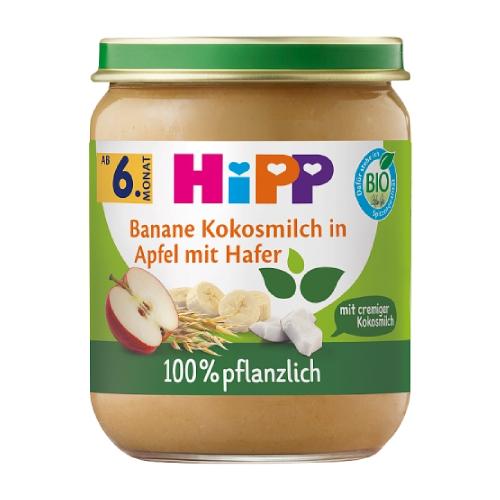 Miniaturka artykułu - HiPP BIO Jabłka z bananami, kremowym kokosem i owsem po 6. miesiącu życia, 160 g