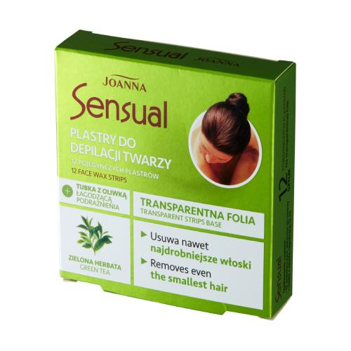 Miniaturka artykułu - JOANNA Sensual Plastry do depilacji twarzy, 12sztuk i Tubka z oliwką łagodzącą podrażnienia, 10ml