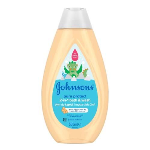 Miniaturka artykułu - JOHNSON'S Pure Protect Płyn do kąpieli i mycia ciała dla dzieci 2w1, 500ml