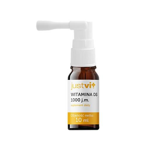 Miniaturka artykułu - Justvit Witamina D3 1000 j.m krople, 10ml
