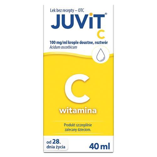 Miniaturka artykułu - JUVIT C Krople, 40 ml - lek z witaminą C USZKODZONE OPAKOWANIE