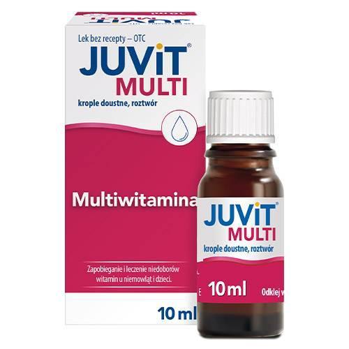 Miniaturka artykułu - Juvit Multi krople doustne, roztw&oacute;r, 10 ml USZKODZONE TEKTUROWE OPAKOWANIE
