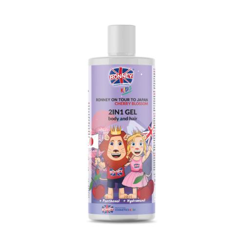 Miniaturka artykułu - RONNEY KIDS Delikatny żel do mycia włos&oacute;w i ciała 2w1 o zapachu wiśniowym, 300ml