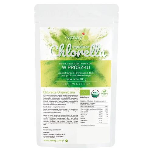 Miniaturka artykułu - KENAY Chlorella organiczna w proszku, 100 g