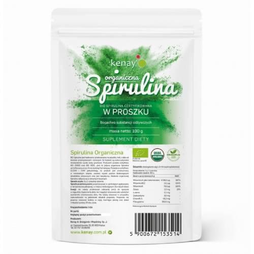 Miniaturka artykułu - KENAY Spirulina organiczna w proszku, 100g