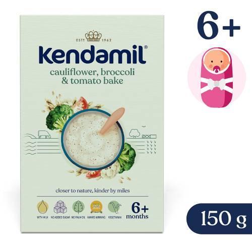 Miniaturka artykułu - Kendamil Mleczna kaszka z brokułem, kalafiorem i pomidorami, 150g - USZKODZONE TEKTUROWE OPAKOWANIE