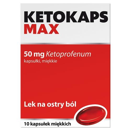 Miniaturka artykułu - KETOKAPS MAX 50 mg, ketoprofen silny lek przeciwb&oacute;lowy i przeciwzapalny (ketonal) - 10 kapsułek