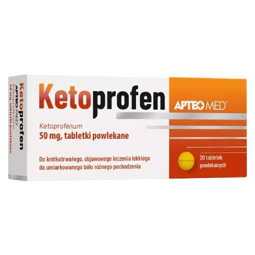Miniaturka artykułu - Ketoprofen Apteo Med 50 mg, 20 tabletek powlekanych