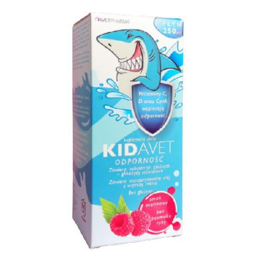 Miniaturka artykułu - KIDAVET Odporność smak malinowy, 250ml KRÓTKA DATA 31.08.2025