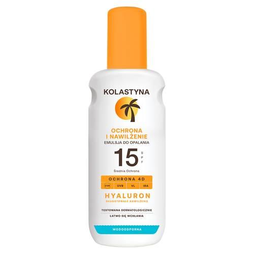 Miniaturka artykułu - KOLASTYNA Hyaluron Ochrona i Nawilżenie Emulsja do opalania SPF15 spray, 200 ml