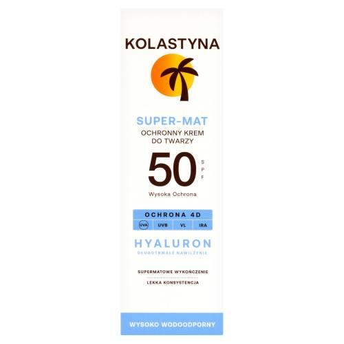 Miniaturka artykułu - KOLASTYNA Hyaluron Super-Mat Ochronny krem do twarzy SPF50, 50 ml