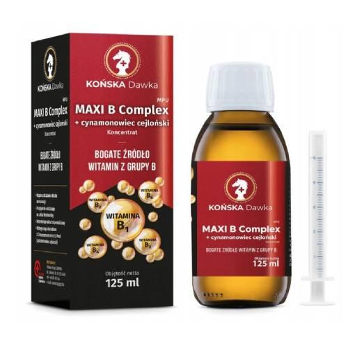Miniaturka artykułu - Końska Dawka Maxi B Complex + Cynamonowiec Cejloński, 125 ml
