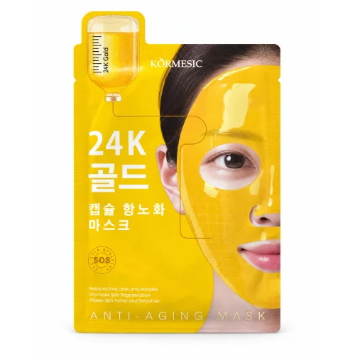 Miniaturka artykułu - Kormesic 24K Gold Capsule Anti-Aging Hydrożelowa maseczka do twarzy ze złotem i kolagenem, 35 ml
