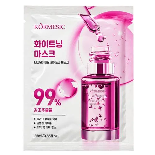 Miniaturka artykułu - Kormesic Korean Beauty Niacinamide Whitening Face Mask Maseczka do twarzy w płachcie z niacynamidem, 25 ml