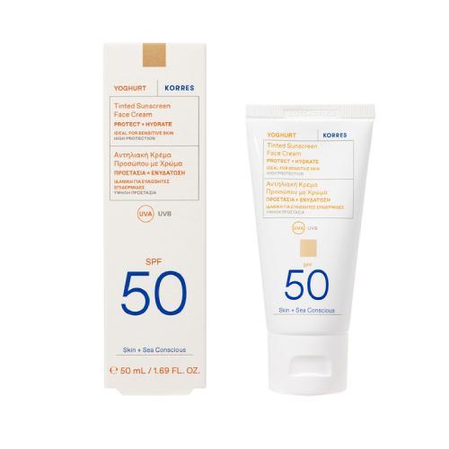 Miniaturka artykułu - KORRES YOGHURT Koloryzujący krem ochronny do twarzy SPF50, 50ml KR&Oacute;TKA DATA 31.10.2026