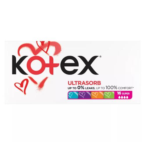 Miniaturka artykułu - KOTEX Ultra Sorb Super Tampony, 16 szt.