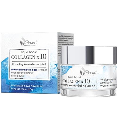 Miniaturka artykułu - AVA Aqua Boost Collagen x10 Aksamitny kremo-żel na dzień, 50 ml