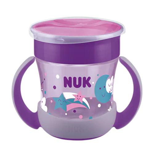 Miniaturka artykułu - Kubek NUK Mini Magic Cup Night 360&deg; 6m+ fioletowy, 160ml
