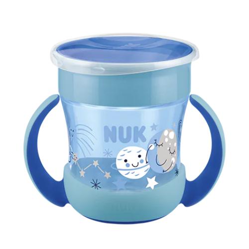 Miniaturka artykułu - Kubek NUK Mini Magic Cup Night 360&deg; 6m+ niebieski, 160ml, 1szt.