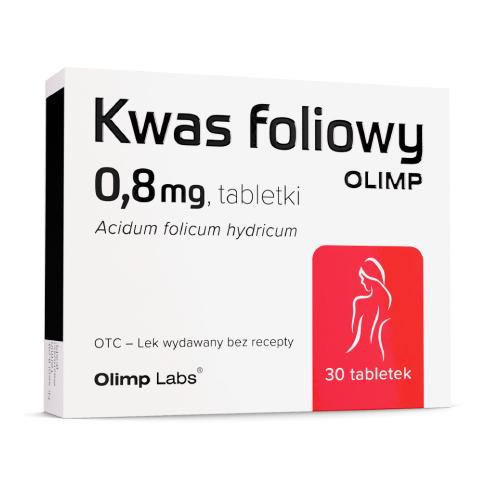 Miniaturka artykułu - Kwas Foliowy Olimp 800 mcg, Lek uzupełniający kwas foliowy, 30 tabl.