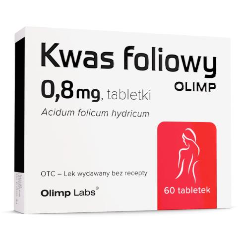 Miniaturka artykułu - Kwas Foliowy Olimp 800 mcg, Lek uzupełniający kwas foliowy , 60 tabl.
