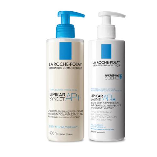 Miniaturka artykułu - LA ROCHE-POSAY LIPIKAR Zestaw do sk&oacute;ry bardzo suchej i atopowej: Syndet AP+, 400ml + Balsam AP+M, 400ml