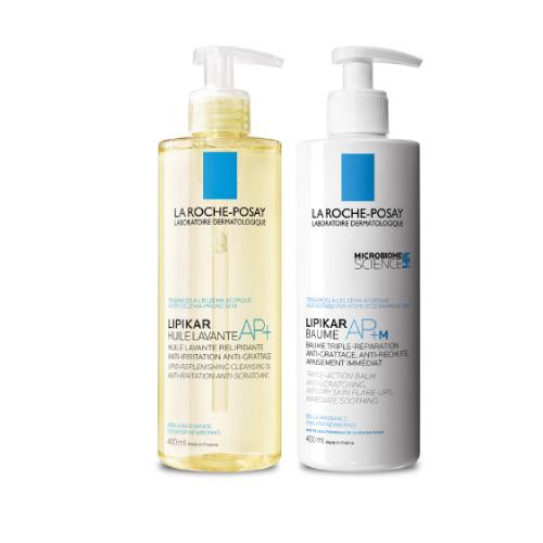Miniaturka artykułu - LA ROCHE-POSAY LIPIKAR Zestaw do sk&oacute;ry suchej: Olejek Myjący AP+, 400ml i Balsam AP+M, 400ml