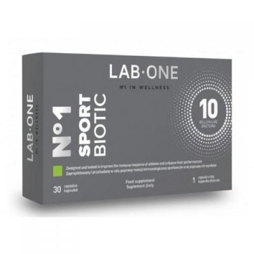 Miniaturka artykułu - Lab One SportBiotic, 30 kaps. KR&Oacute;TKA DATA 30.06.2026