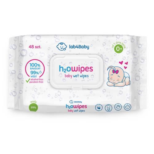 Miniaturka artykułu - Lab4Baby H2Owipes Baby Chusteczki nawilżane dla dzieci, 48 sztuk KR&Oacute;TKA DATA 31.05.2025
