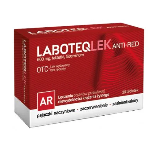 Miniaturka artykułu - Laboteqlek Anti-Red 600 mg, 30 tabletek - lek na pajączki naczynkowe
