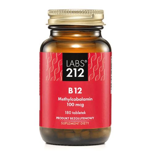 Miniaturka artykułu - LABS212 B12 Metylocobalamin 100 mcg Witamina B12, 180 tabl.