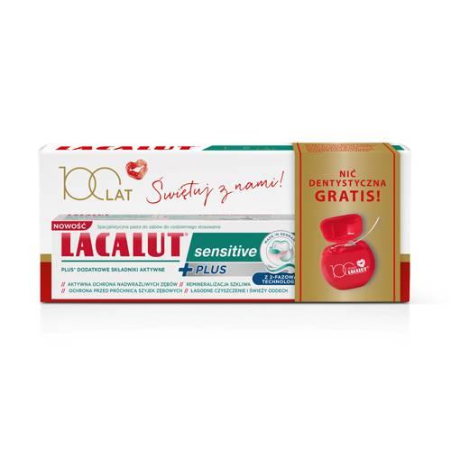 Miniaturka artykułu - Lacalut Sensitiv Plus Pasta do zębów wrażliwych, 75 ml + nić dentystyczna 