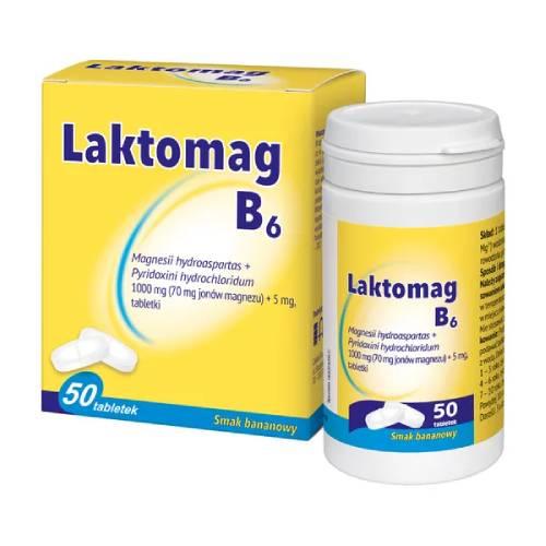 Miniaturka artykułu - Laktomag B6 Lek z magnezem i witaminą B6, 50 tabletek