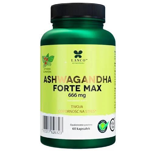 Miniaturka artykułu - LANCO NUTRITIONS Ashwagandha Forte Max Twoja odporność na stres, 60 kaps. KR&Oacute;TKA DATA 31.07.2026