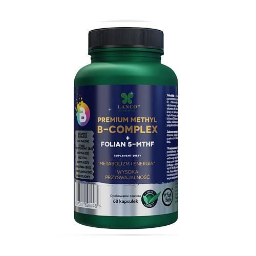 Miniaturka artykułu - LANCO NUTRITIONS B-Complex Premium + kwas foliowy, 60 kaps.