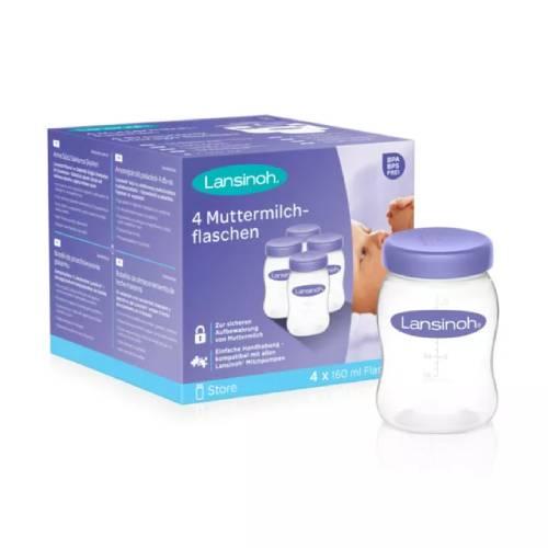 Miniaturka artykułu - LANSINOH Butelki do przechowywania pokarmu, 4 sztuki