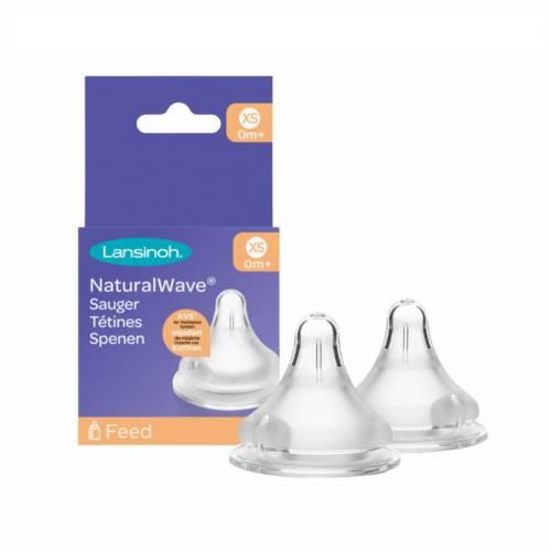 Miniaturka artykułu - LANSINOH Smoczek Natural Wave o bardzo wolnym przepływie XS 0 m+, 2 szt.