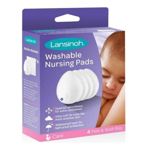 Miniaturka artykułu - Lansinoh Wkładki laktacyjne wielokrotnego użytku, 4 sztuki