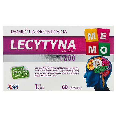 Miniaturka artykułu - Lecytyna MEMO 1200 mg, 60 kaps. - suplement diety z lecytyną