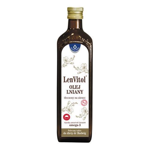 Miniaturka artykułu - LenVitol olej lniany tłoczony na zimno, 500ml  KR&Oacute;TKA DATA 31.07.2026