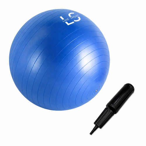 Miniaturka artykułu - Line Sport Piłka gimnastyczna do ćwiczeń z pompką, 65 cm, niebieska