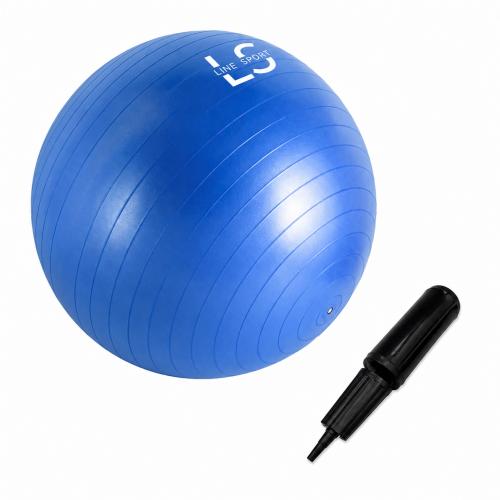 Miniaturka artykułu - Line Sport Piłka gimnastyczna do ćwiczeń z pompką, 65 cm, niebieska