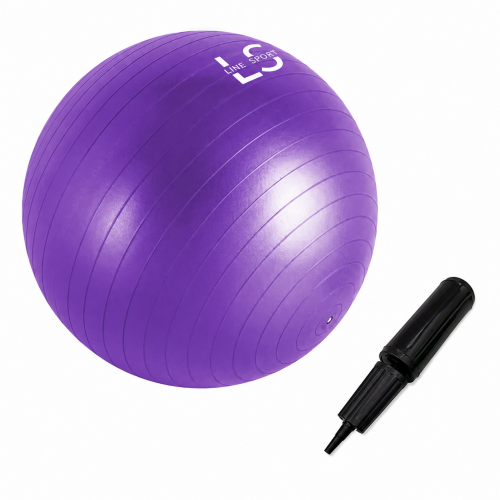 Miniaturka artykułu - Line Sport Piłka gimnastyczna do ćwiczeń z pompką, 75 cm, fioletowa