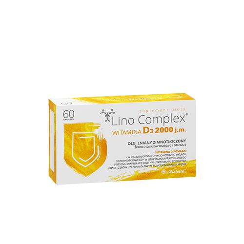 Miniaturka artykułu - LINO COMPLEX Witamina D3 2000 j.m. na oleju lnianym - 60kaps.