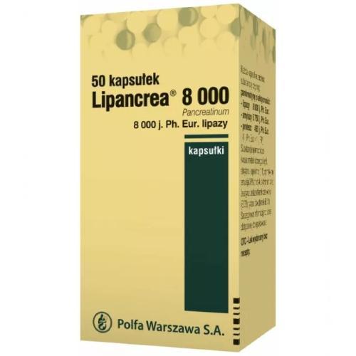 Miniaturka artykułu - LIPANCREA 8000, 50 kapsułek USZKODZONE OPAKOWANIE TEKTUROWE