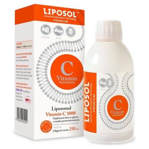 Miniaturka artykułu - Liposol C 1000 Liposomalna Witamina C 1000 (Buforowana), Smak Pomarańczowy, 250 ml