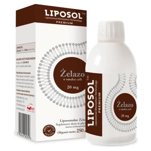 Miniaturka artykułu - Liposol Liposomalne Żelazo 20 mg, smak Coli, 250 ml