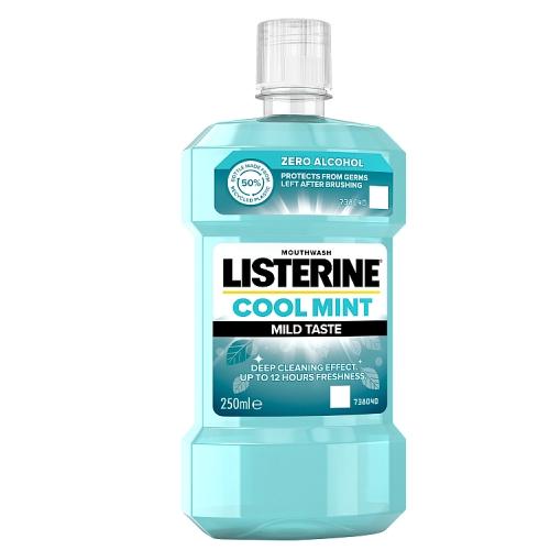 Miniaturka artykułu - LISTERINE Cool Mint Mild Taste Płyn do płukania jamy ustnej bez alkoholu, 250ml